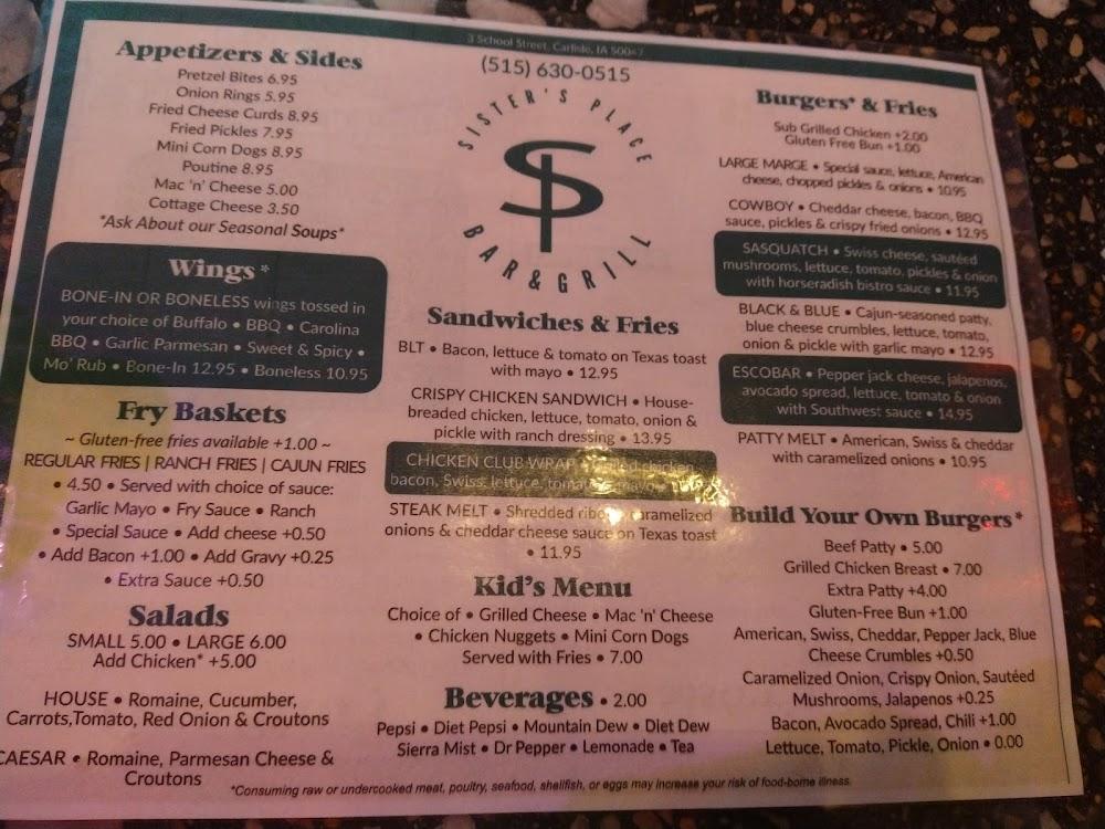My Sister's Place Menu image 3
